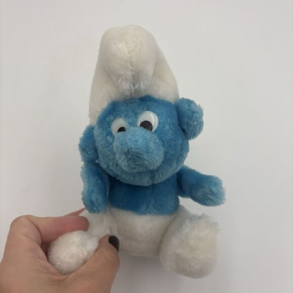 Vintage 1980 Plush Smurf Stuffed Blue Toy Doll Peyo Wallace Berrie 8" - Picture 2 of 5